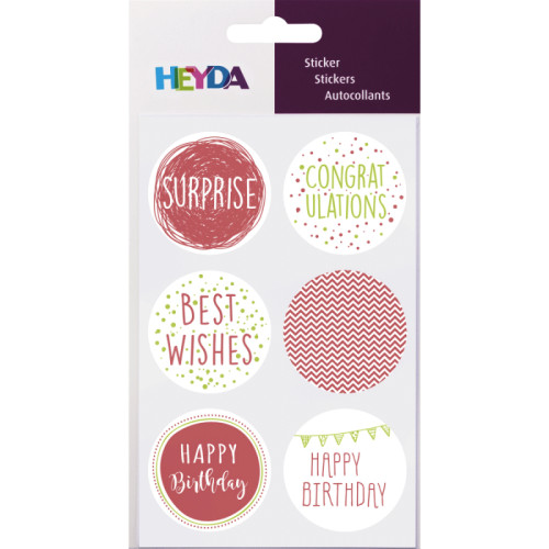 Набор наклеек для декора Happy Birthday, Д:4 см, 6 шт, Heyda (203780801)