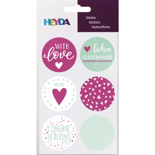 Набір наклейок для декору Love, Д:4 см, 6 шт, Heyda (203780803)