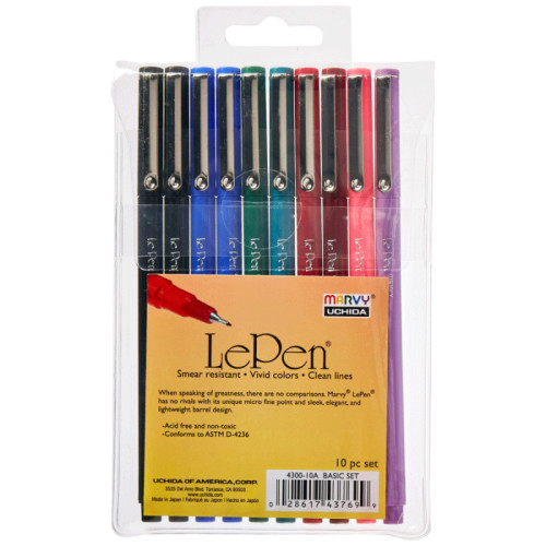 Набор ручек для бумаги, Le pen, Классические оттенки, 10 шт, Marvy (4300-10A)