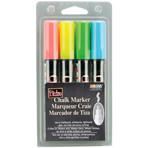 Набор меловых маркеров, Флуоресцентные оттенки, 4шт, Marvy (480-4H)