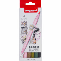 Набор линеров-кистей BRUSHPEN Tokyo, двусторонние, 6цв., Bruynzeel (60325106)