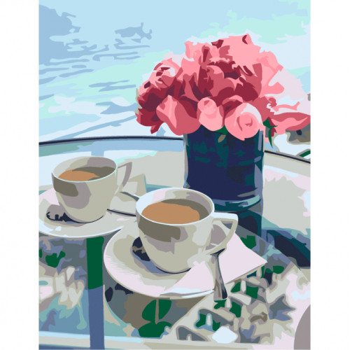 Набор-стандарт, картина по номерам „Кофе и цветы“, 35х45см, ROSA START (N00013539)