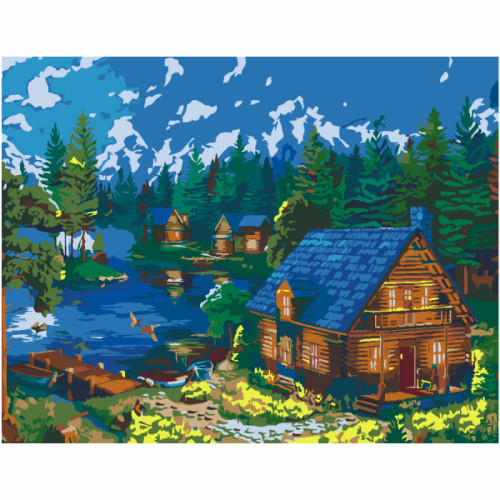 Набір картина за номерами „Будинки у лісі“ 35х45см ROSA START