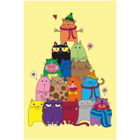 Полотно на картоні з контуром, „Яскраві котики“, 20х30, бавовна, акрил, ROSA START (GPA283155)