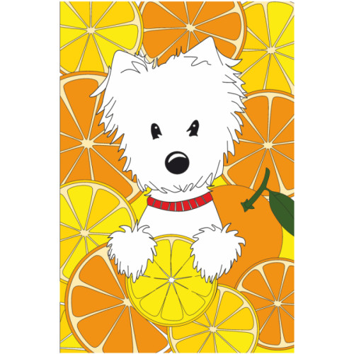 Полотно на картоні з контуром, „Собачка в апельсинах“, 20х30, бавовна, акрил, ROSA START (GPA283156)