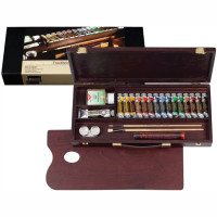 Набор масляных красок Rembrandt TRADITIONAL, 15 туб красок +кисти, +доп.материалы., деревянная коробка, Royal Talens