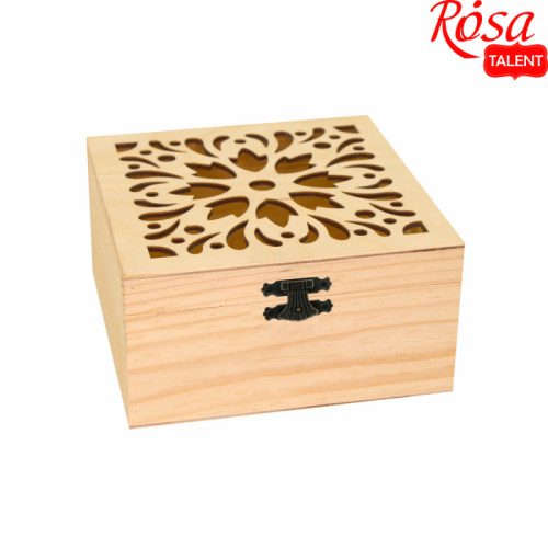 Скринька дерев'яна, з прорізним малюнком, 15х15х8см, ROSA TALENT (2720002)