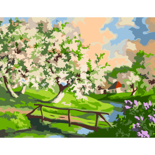 Набор-стандарт, картина по номерам, „Весна в деревне“, 35х45см, ROSA START (N00013469)