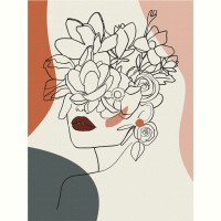 Полотно на картоні з контуром, „Floral Girl 1“, 30х40, бавовна, акрил, ROSA START (GPA284325)