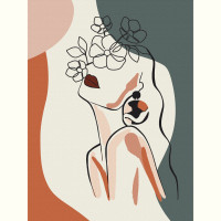 Полотно на картоні з контуром, „Floral Girl 3“, 30х40, бавовна, акрил, ROSA START (GPA284327)