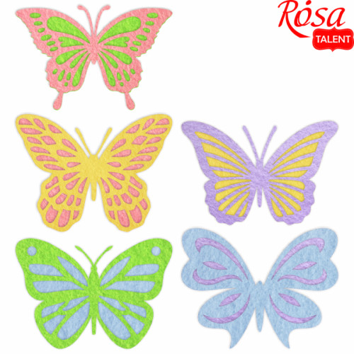Набор фетровых заготовок „Бабочки“ 3, 5,3х7см 10шт, ROSA TALENT (29053)