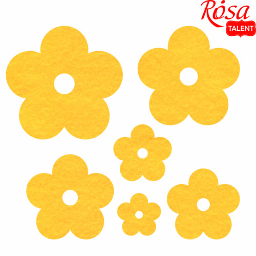 Набор фетровых заготовок „Цветы“, желтые, 6шт, ROSA TALENT (29065)