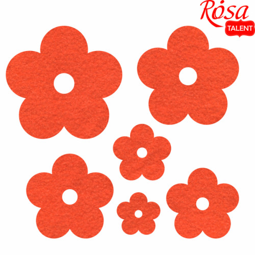 Набір фетрових заготовок „Квіти“, помаранчеві, 6шт, ROSA TALENT (29066)
