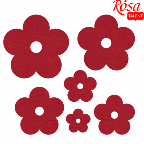 Набор фетровых заготовок „Цветы“, красные темные, 6шт, ROSA TALENT (29068)