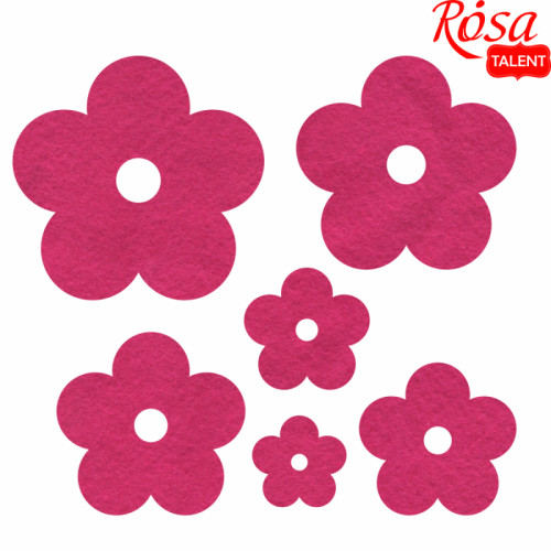 Набір фетрових заготовок „Квіти“, рожеві, 6шт, ROSA TALENT (29069)