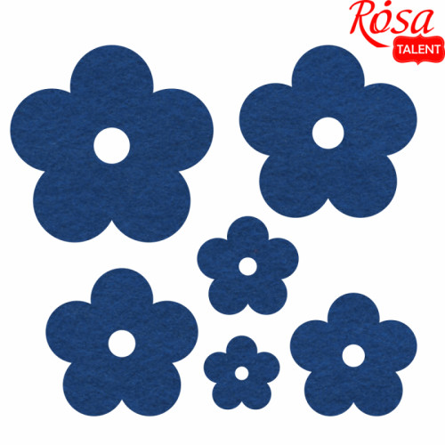Набор фетровых заготовок „Цветы“, синие, 6шт, ROSA TALENT (29071)