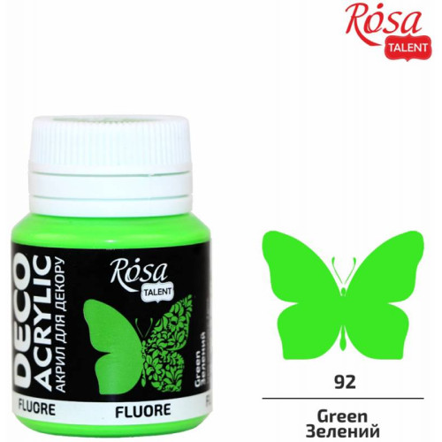 Краска акриловая, Зеленая, флуоресцентная, 20мл, ROSA TALENT (323060192)