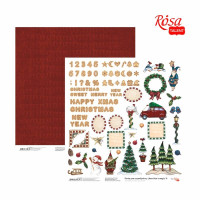 Бумага для скрапбукинга New Years magic 9, двухсторонняя, 30,48х30,48 см, 200г/м2, ROSA Talent