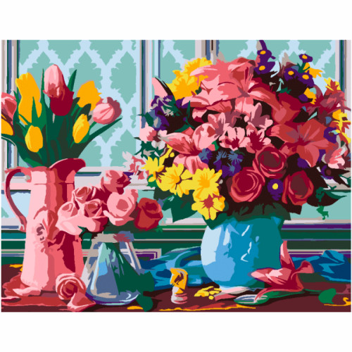 Набір картина за номерами „Квіти у вазах“ 35х45см ROSA START