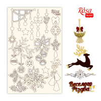 Чипборд New Year's magic 2 белый картон 12,8х20см ROSA TALENT