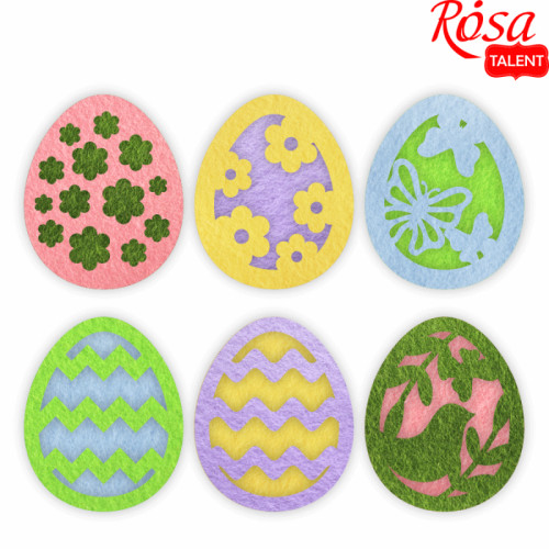 Набор фетровых заготовок „Пасхальные яйца“ 1, 6,5х8см, 12шт, ROSA TALENT (29041)