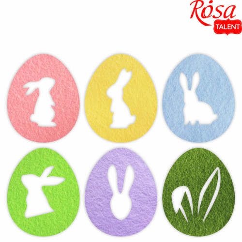 Набор фетровых заготовок „Пасхальные яйца“ 3, 6,5х8см, 6шт, ROSA TALENT (29043)