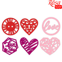 Набор фетровых заготовок „Love“, 6х6см, 6шт, ROSA TALENT (29035)