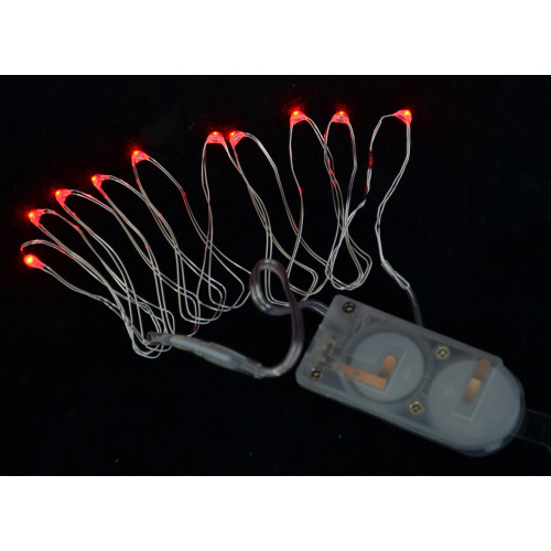 Гирлянда светодиодная LED-нить, 10 ламп, красная, 1,10 м, 1 реж.мигания, серебря Yes Fun