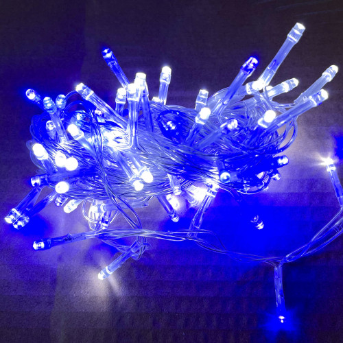 Гирлянда нить Novogodko, 100 LED, холодный белый+синий, 5м, 8 реж