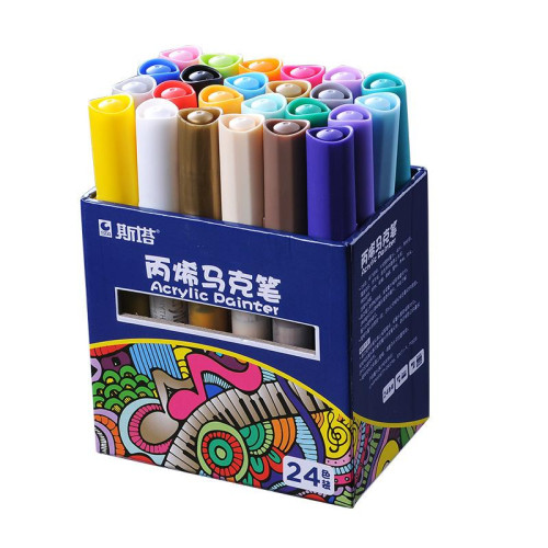 Набор акриловых маркеров STA для рисования на разных поверхностях 24 цвета (2 mm)