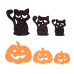 Набор наклеек для Хеллоуина Черный кот и тыквы, 12 шт, ЭВА глиттер Yes Fun
