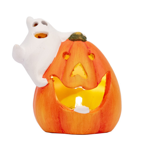 Статуэтка для Хеллоуина Pumpkin and ghost, 8 см, LED Yes Fun