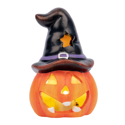 Статуэтка для Хеллоуина Pumpkin in hat, 10 см, LED Yes Fun