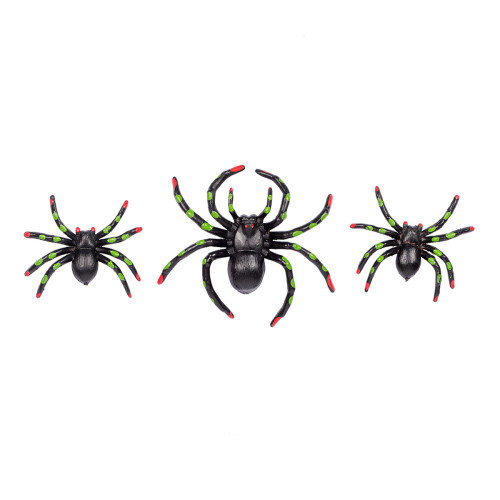 Набор пластиковых пауков для Хеллоуин, 3 шт, пятнистый Yes Fun