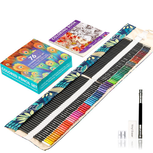Набір кольорових олівців 76 шт в тканинному футлярі