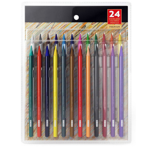 Набір кольорових цільнографітних (бездеревних) олівців Yover 24 кольори
