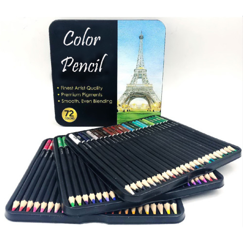 Подарунковий набір кольорових олівців в металевій коробці 72 кольори
