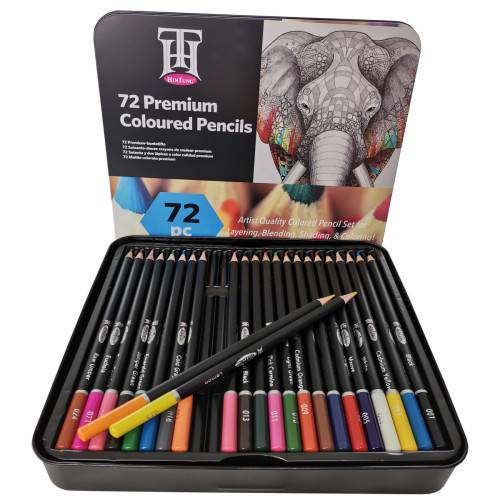 Набір кольорових олівців YOVER в металевій коробці 72 кольори