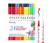 Набір двосторонніх маркерів Brush Markers Pens "WORISON" 24 кольори