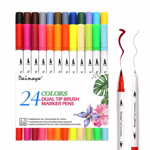 Набор двусторонних маркеров Brush Markers Pens 