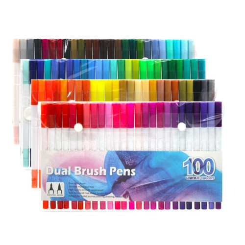 Набір двосторонніх маркерів FineLiner / Brush Markers Pens 60 кольорів