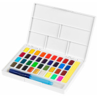 Акварельні фарби Faber-Castell Watercolors in Pans, 24 кольору + ручка-пензель з контейнером для води, 169724