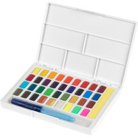 Акварельные краски Faber-Castell Watercolors in Pans, 36 цв. + ручка-кисточка с контейнером для воды, 169736