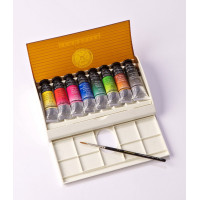 Набор акварели Sennelier L'Aquarelle Travel box, 8 цветов по 10 мл, 1 кисть, пластиковый пенал-палитра (N131642.00)