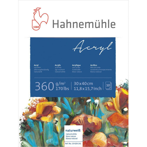 Папір для акрилу Hahnemuhle Acrylic Paint Board 360 г/м² , 24 x 32 см, 10 аркушів, склейка