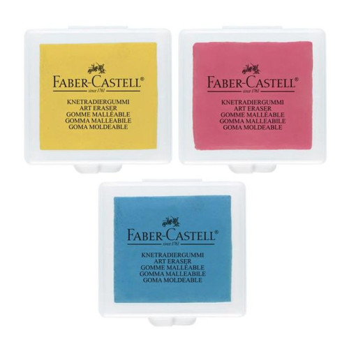 Резинка-клячка Faber-Castell в пластиковом футляре, цветная