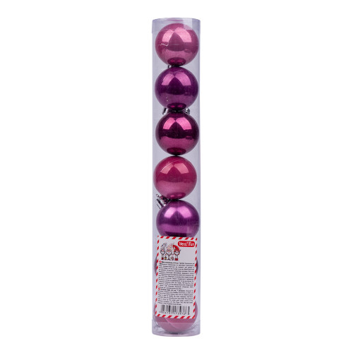 Шар елочный d-4см, 7шт./уп., бледно-пурпур.-3, вишневый-2, сливовый-2; перл. Yes! Fun