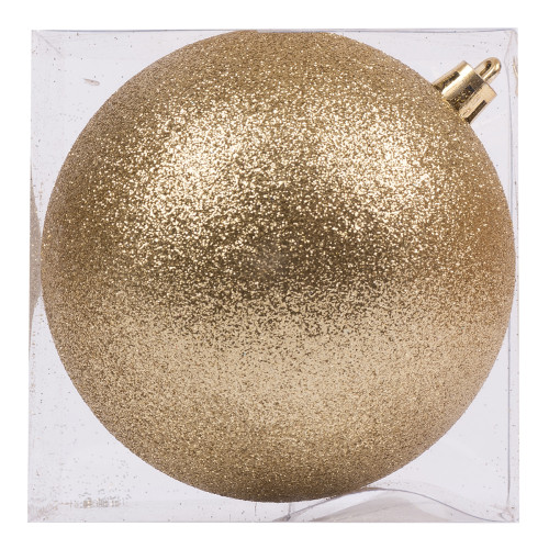 Новогодний шар Novogodko, пластик, 10 cм, золотой, глиттер