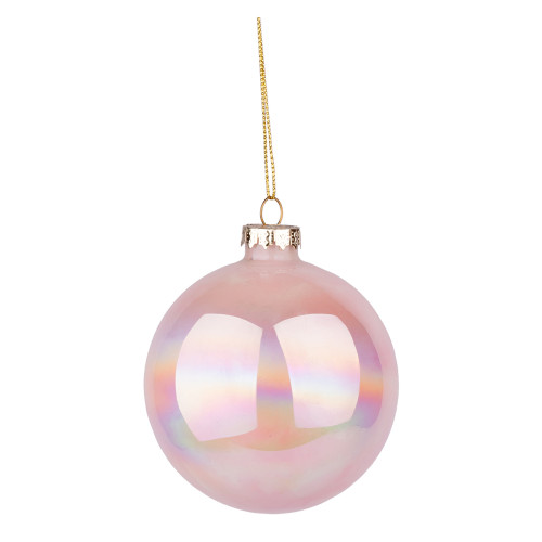 Новогодний шар Novogodko, стекло, 10 см, светло-розовый, глянец, мрамор