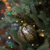 Новорічна куля Novogod‘ko, скло, 10 см, темно-зелена, матова, орнамент